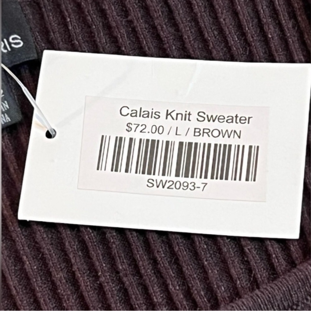 LUCY PARIS Calais Knit Sweater, Fitted, Long Sleeve, Color Brown, Size‎ Large - Picture 8 of 12
